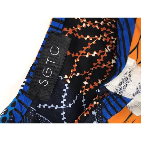 SGTC Wide Collar Prairie Style Balloon Sleeve Cape Top African Print - Picture 9 of 9